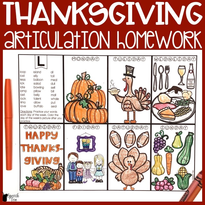 Articulation Homework Bundle