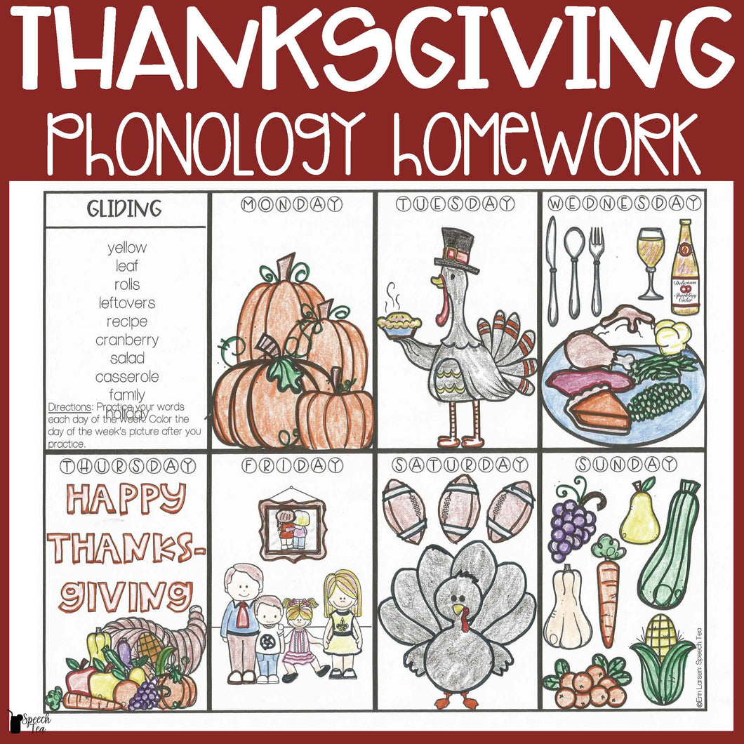 Thanksgiving Phonological Processes Homework