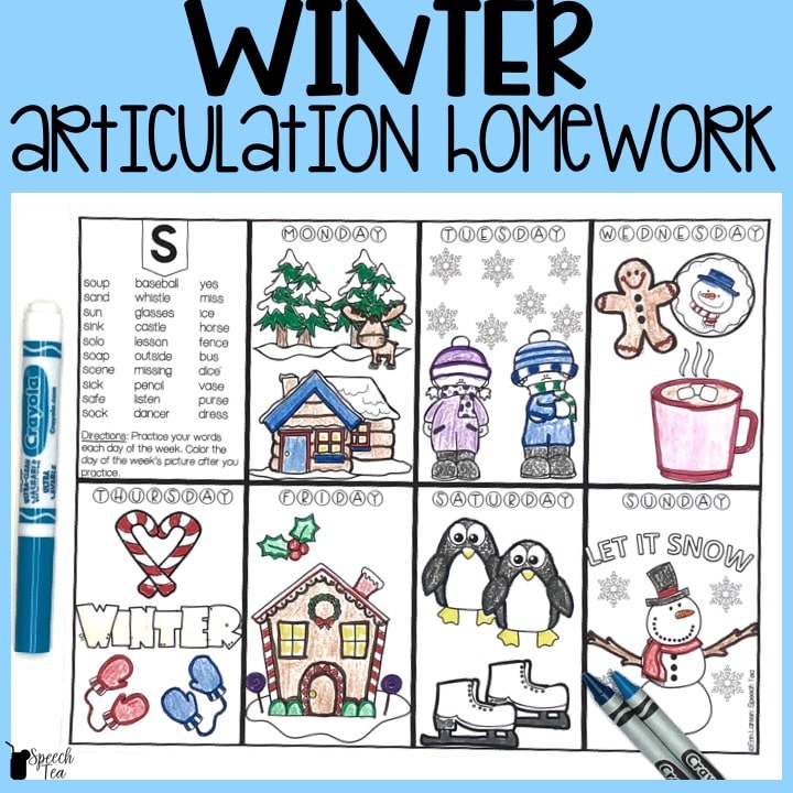Winter Articulation Homework